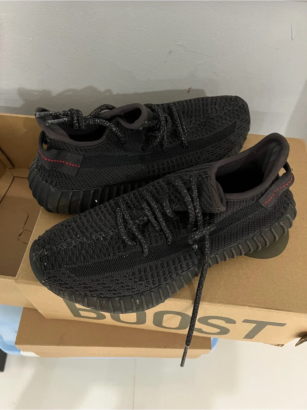 adidas Yeezy Boost 350 V2 Black with Red Heel Tab